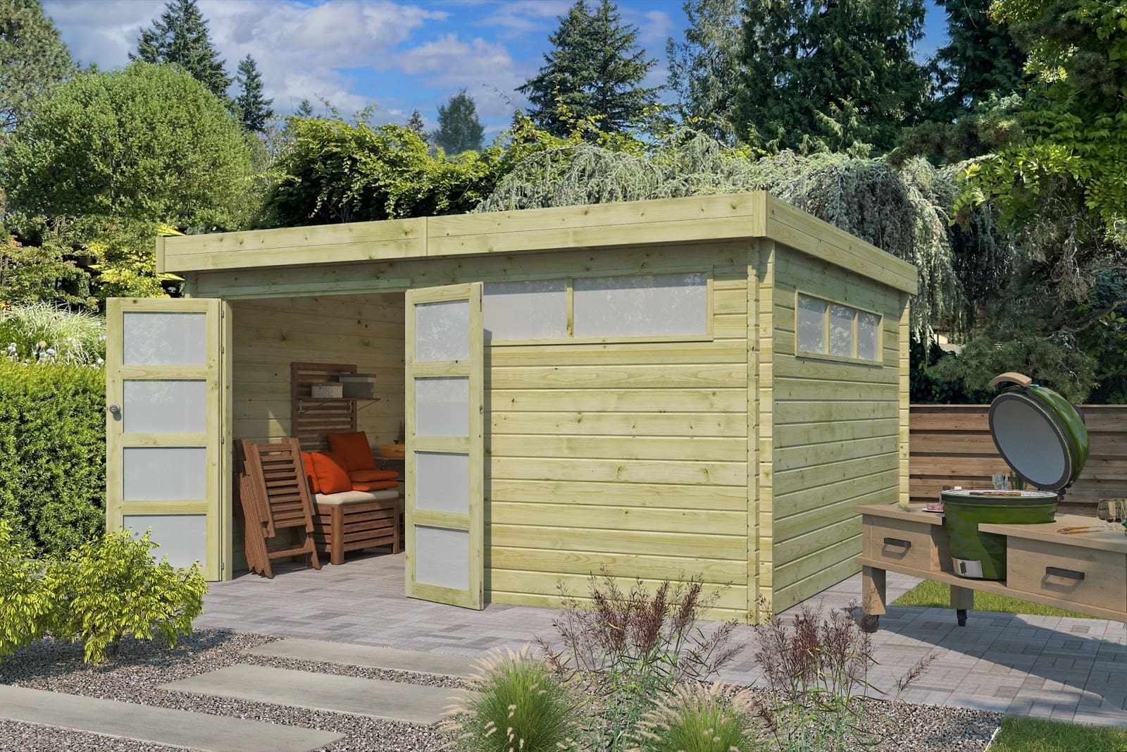Woodlands tuinhuis Modern L 4604ISO blokhut - 415x385 - Afbeelding 2