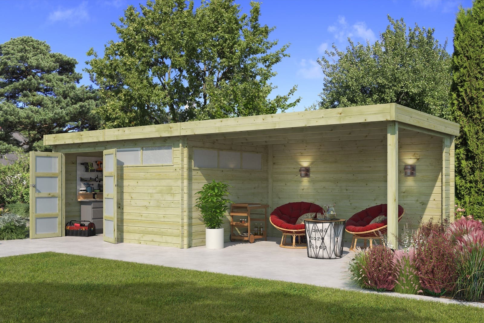 Woodlands tuinhuis Modern M 4603EXT400ISO blokhut - 815x295 - Afbeelding 2