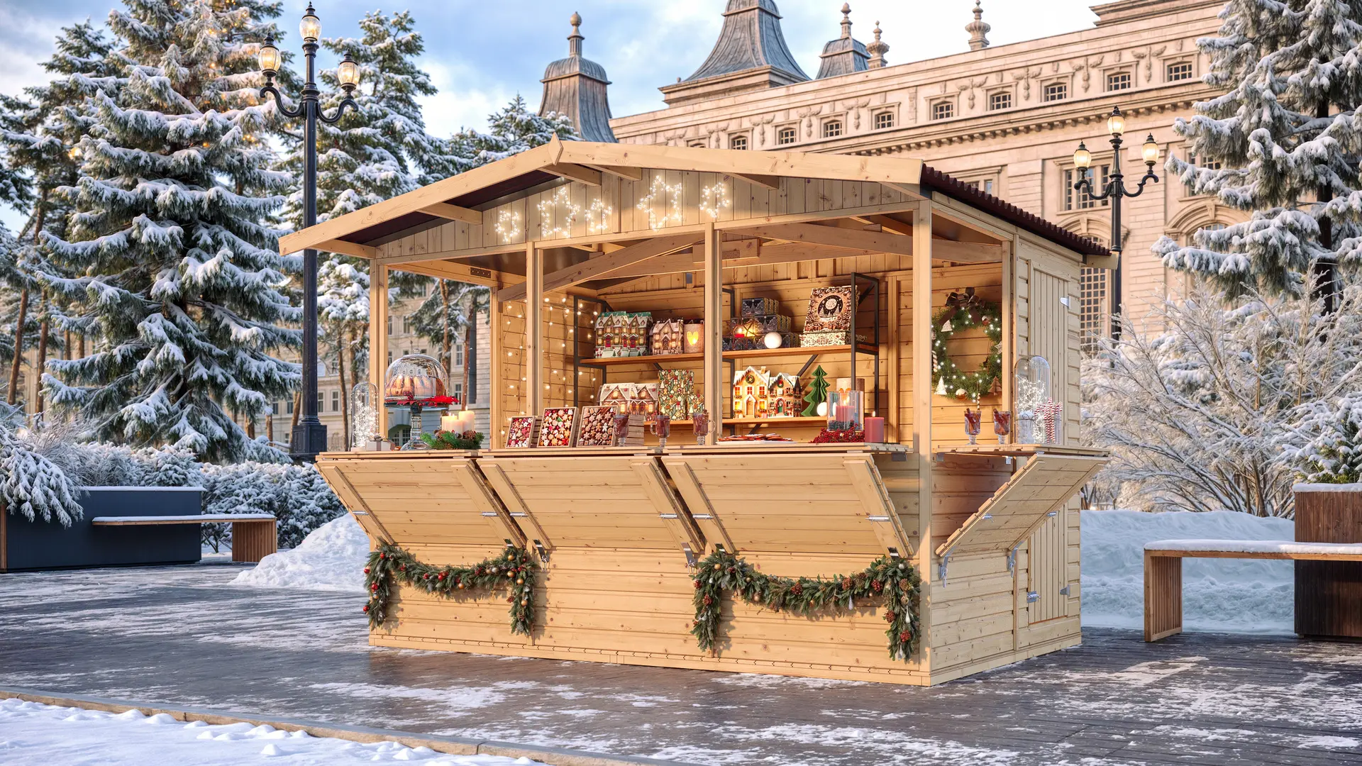 Houten kiosk M150B of buitenbar – 303 x 199 cm – 6 m2 - Afbeelding 2