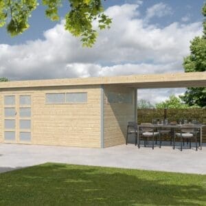 Woodlands tuinhuis KASUKO XL 5104EXT400ISO blokhut – 485×695 cm