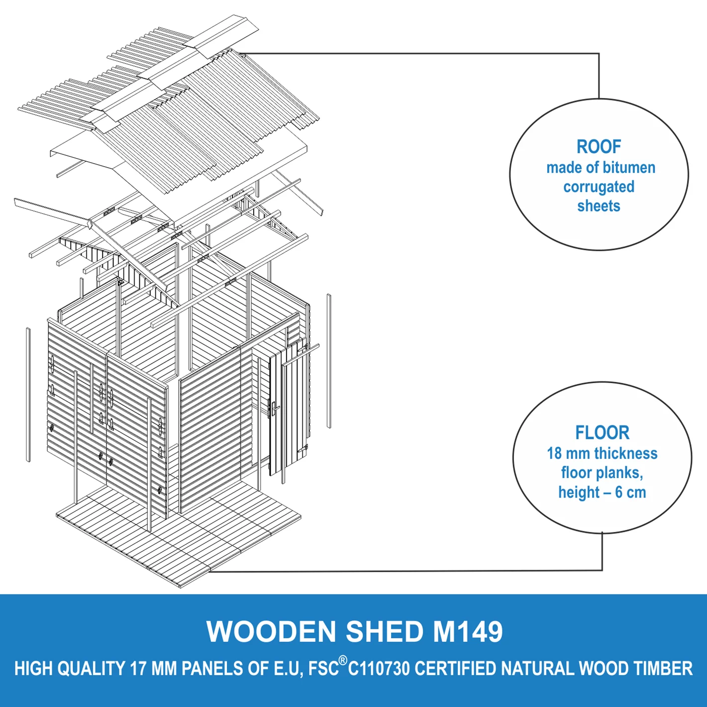 Houten Kiosk of buitenbar M149 - 205 x 199 cm – 4 m2 - Afbeelding 7