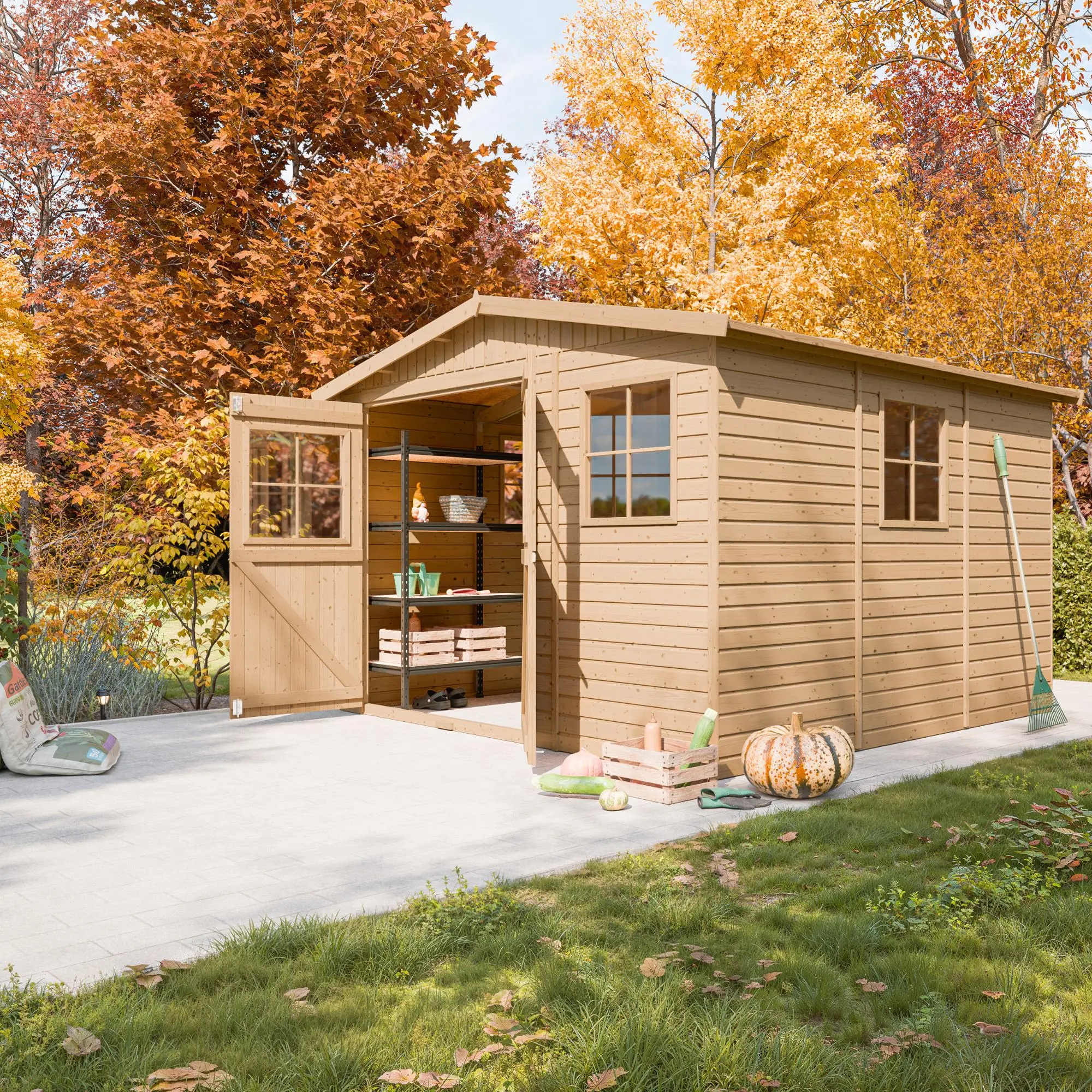 Houten tuinhuis M335 – 303 x 297 cm – 9 m2 - Afbeelding 2