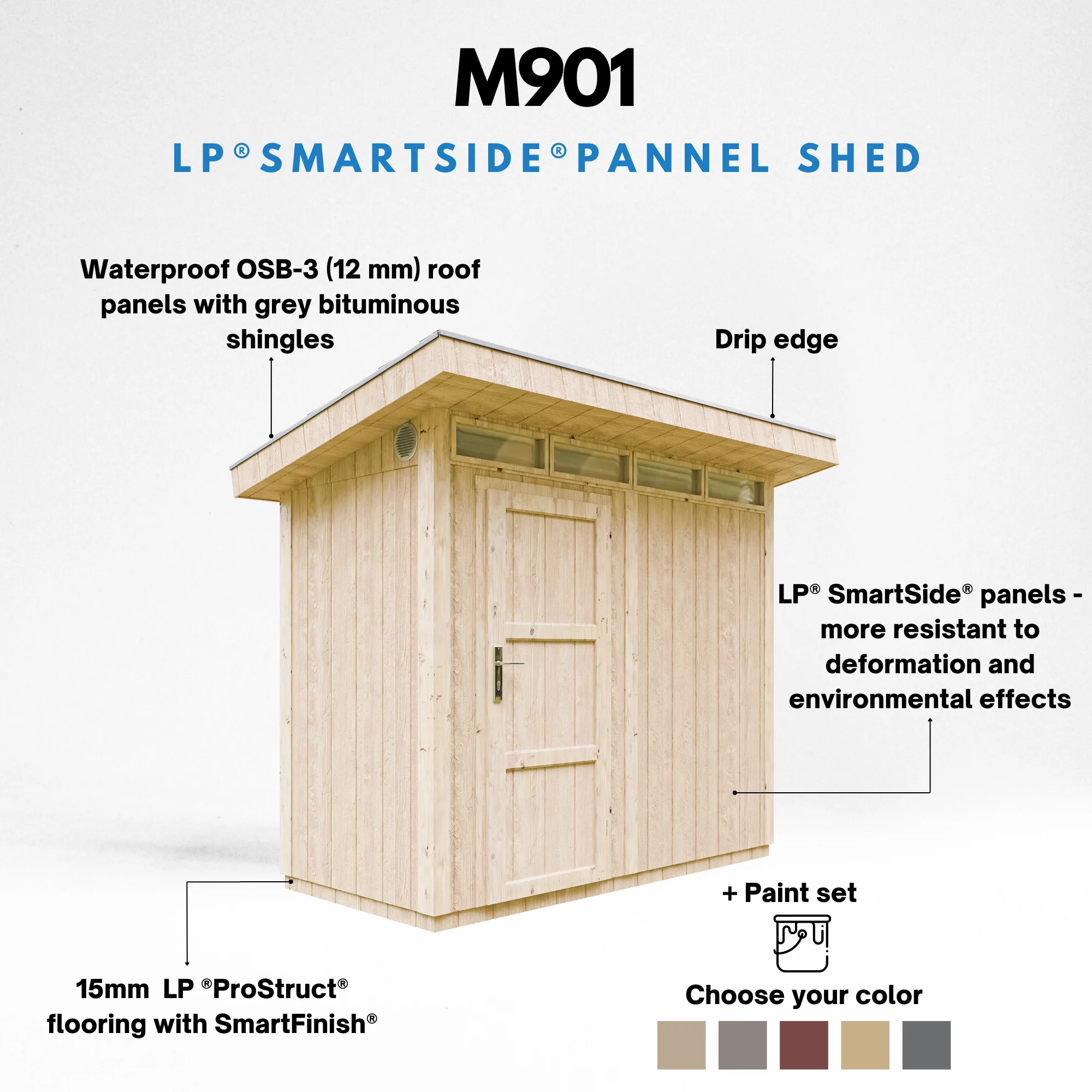 LP® SmartSide® panelen tuinhuis M901 blokhut – 118 x 250 cm – 3 m2 - Afbeelding 6