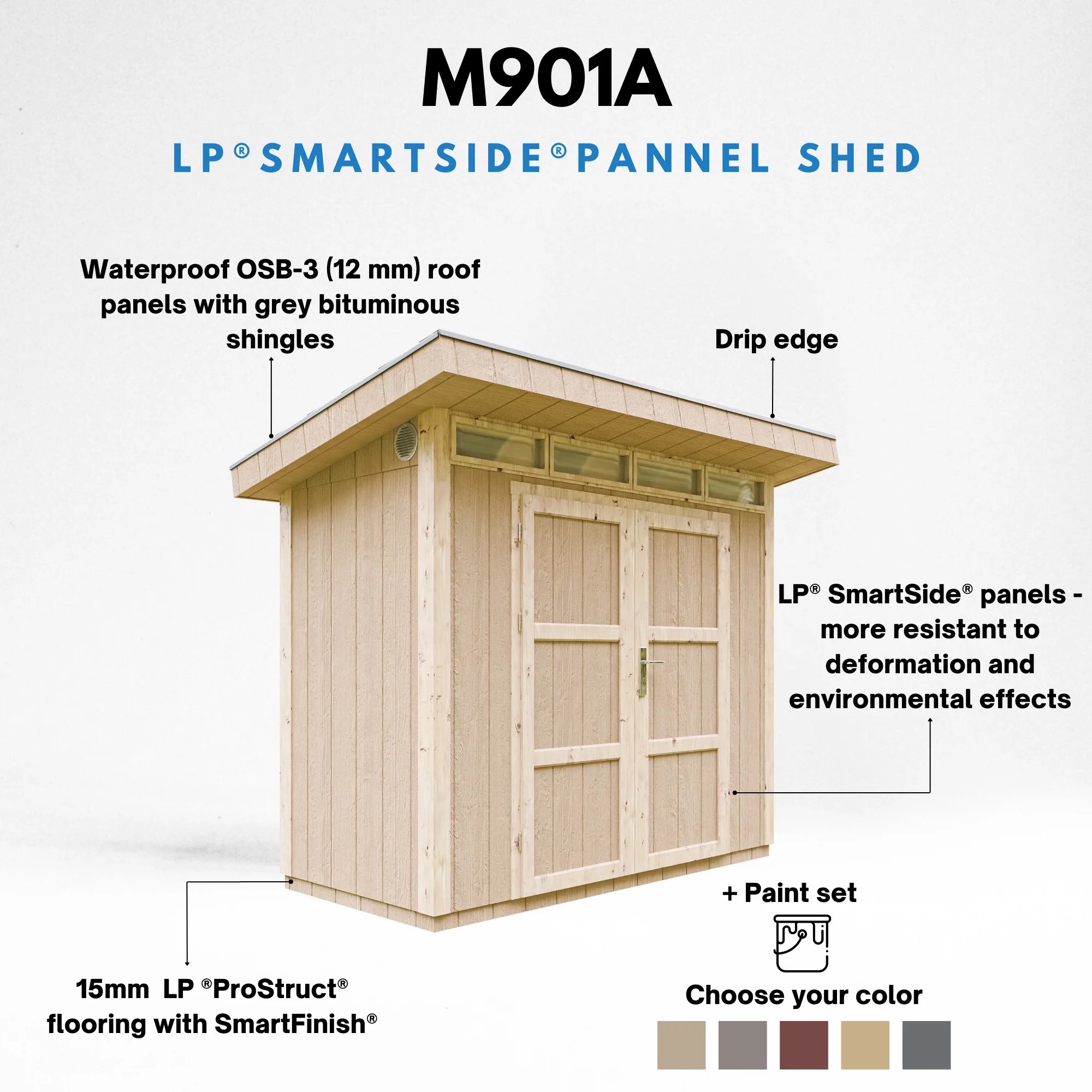 LP® SmartSide® panelen tuinhuis M901A blokhut – 118 x 250 cm – 3 m2 - Afbeelding 8
