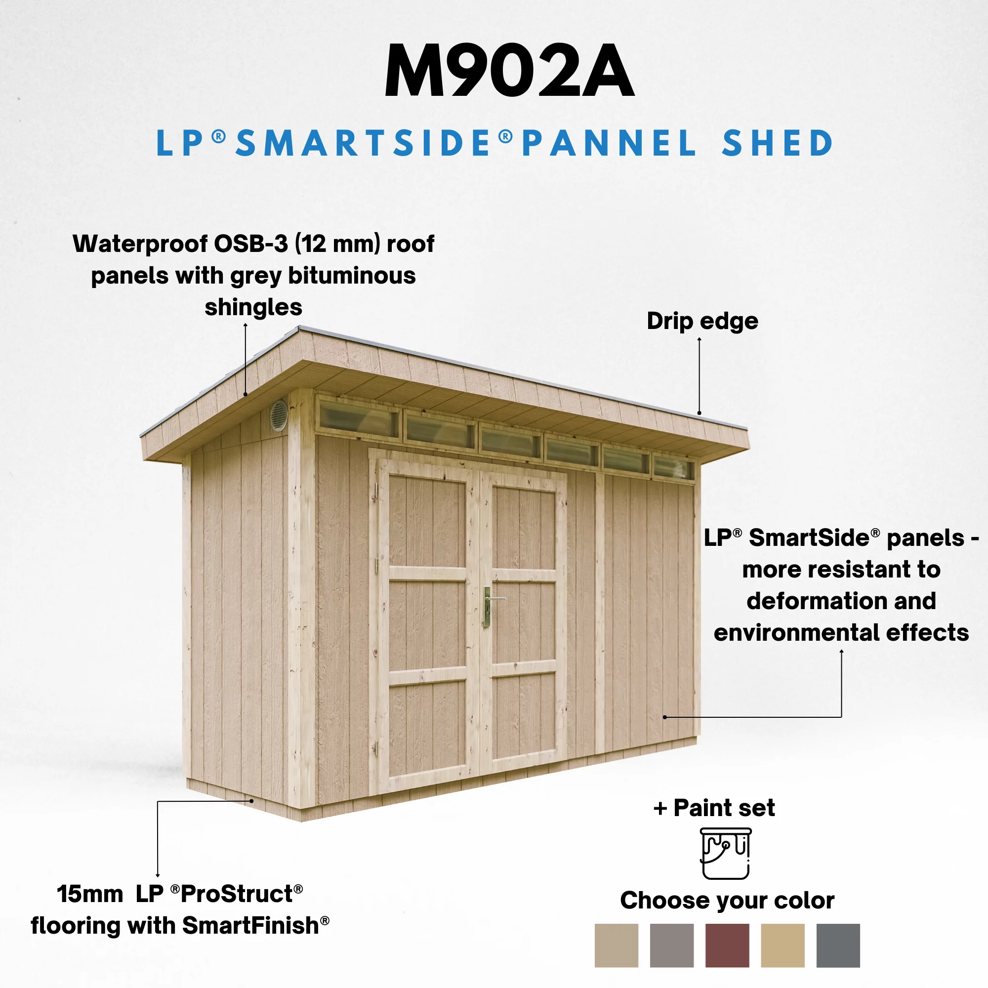LP® SmartSide® panelen tuinhuis M902A blokhut – 118 x 368 cm – 4 m2 - Afbeelding 9