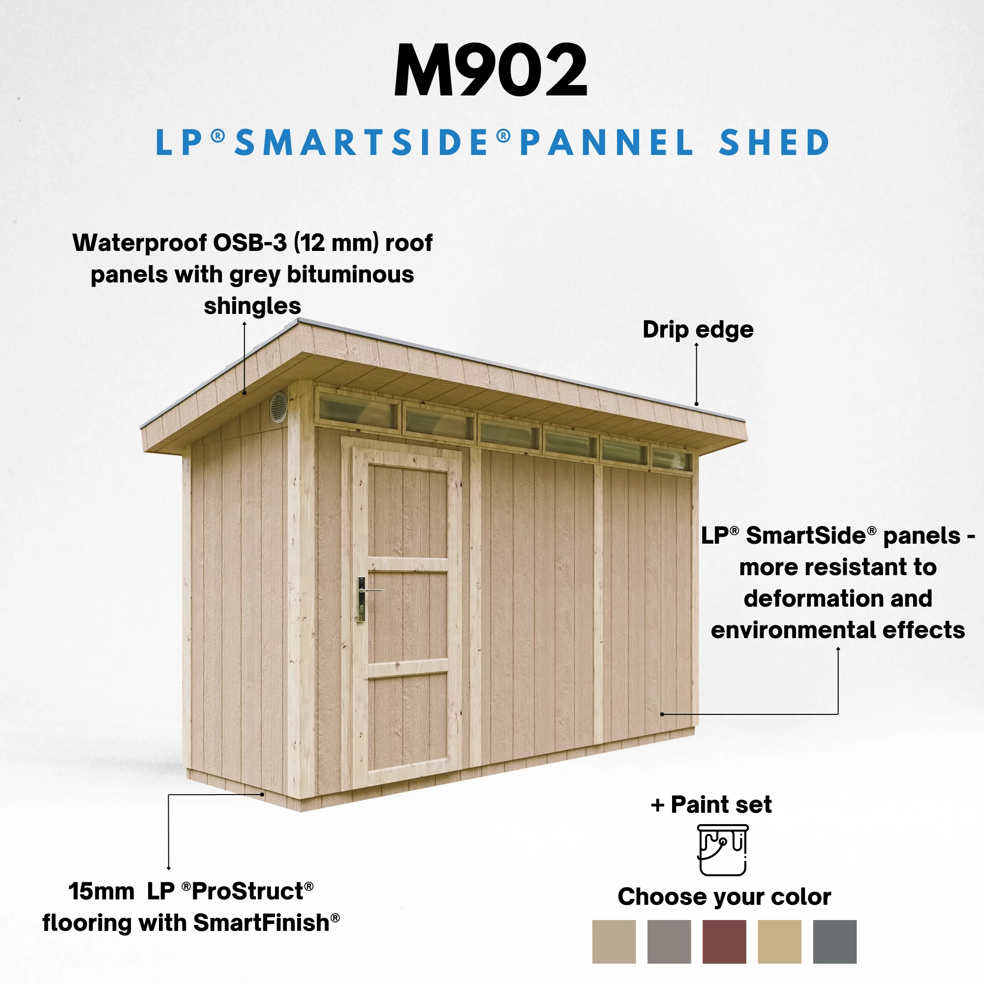 LP® SmartSide® panelen tuinhuis M902 blokhut – 118 x 368 cm – 4 m2 - Afbeelding 10