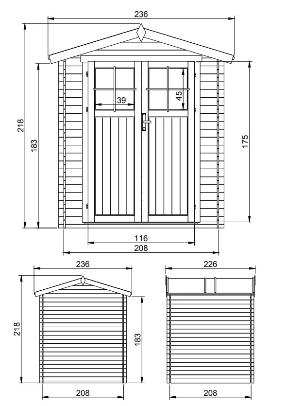Houten tuinhuis M369F blokhut – 220 x 220 cm – 4 m2 - Afbeelding 5