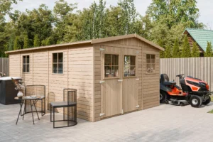 Houten tuinhuis M337 blokhut – 303 x 493 cm – 15 m2