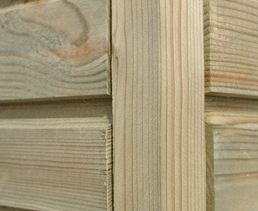 Qube houten tuinhuis – detailopname