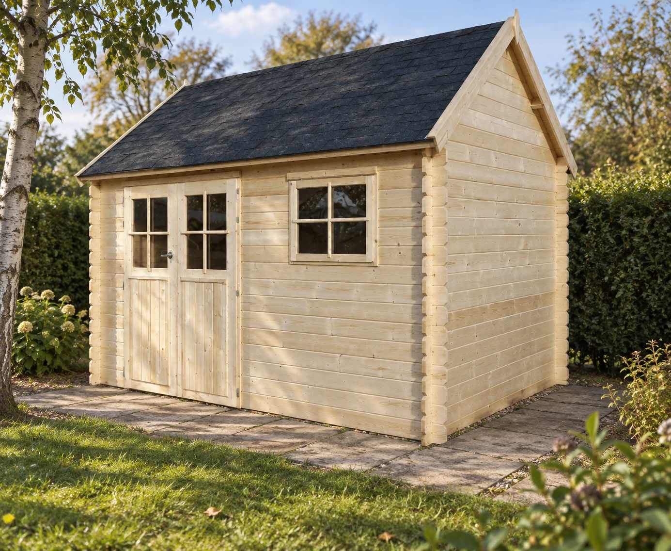 Woodlands tuinhuis Gloucester L 3602 blokhut – 385x295 – Buitenaanzicht