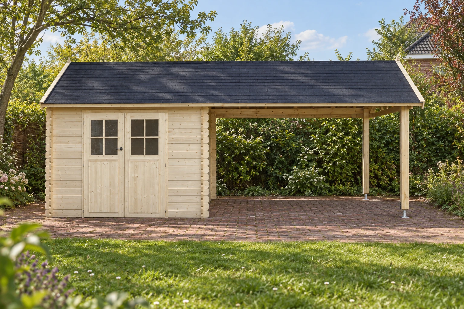 Woodlands tuinhuis Gloucester S 3601EXT blokhut – 662 × 295 cm – Buitenaanzicht