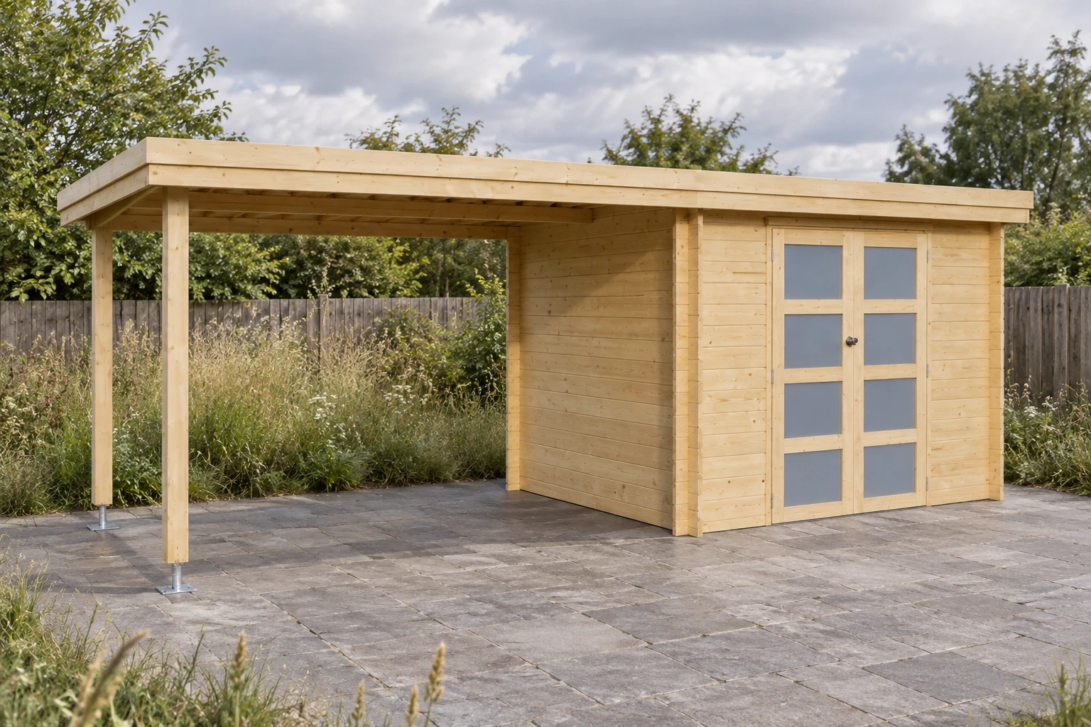 Woodlands tuinhuis Oregon 3702EXT300 blokhut – 590 × 295 cm – Buitenaanzicht (7)