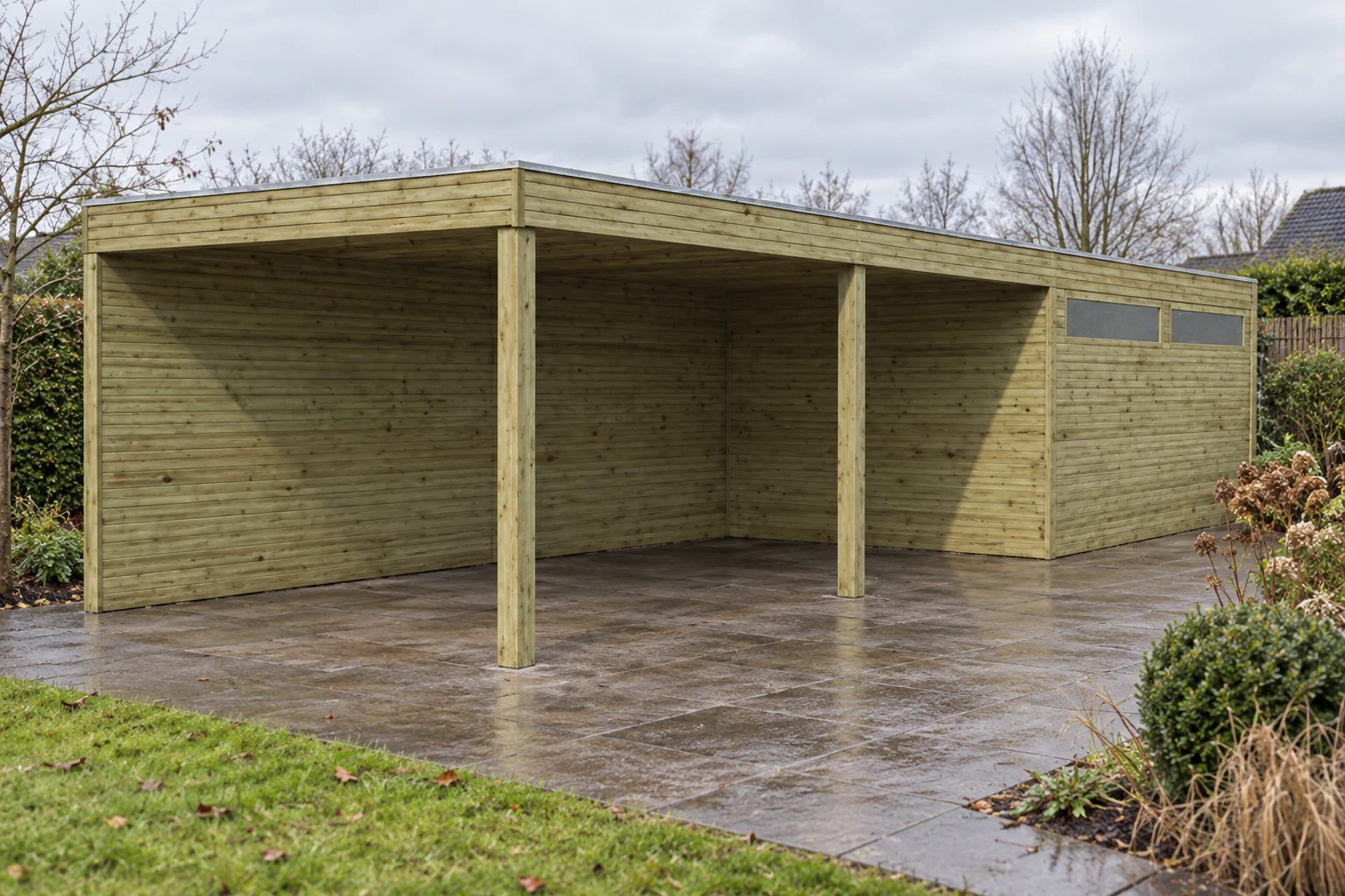 Qube houten tuinhuis – detailopname