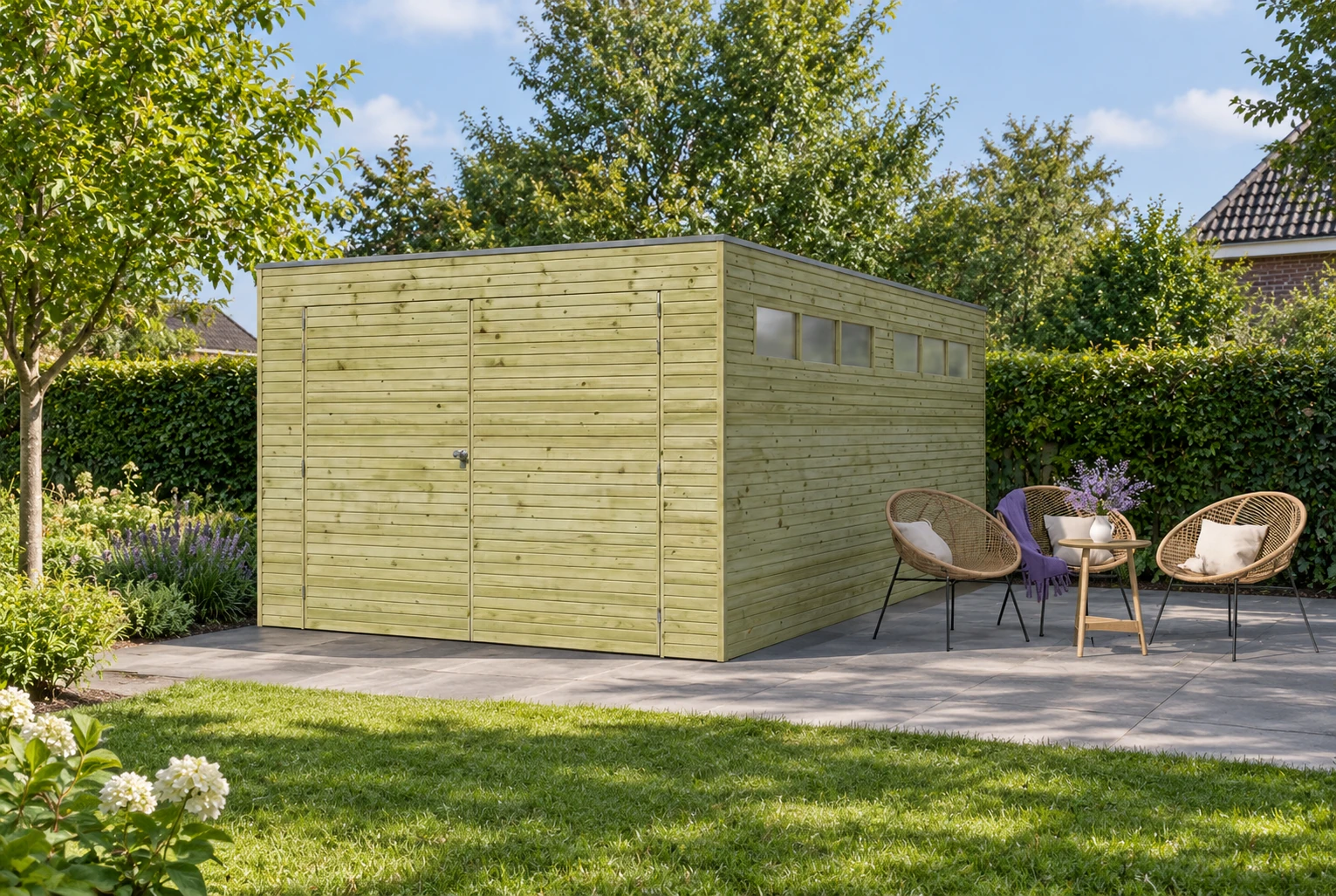 Woodlands garage QB 7211 – 510 × 300 cm – Buitenaanzicht
