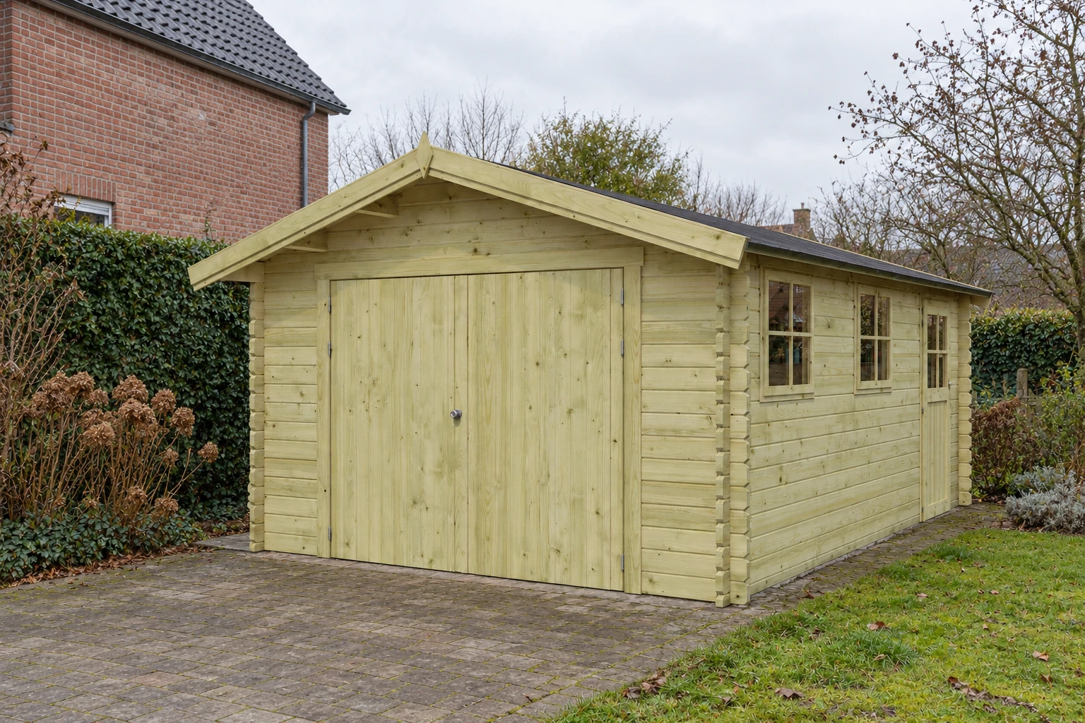 Woodlands garage Classic 4011 – 385x565 – Opgebouwd in de tuin