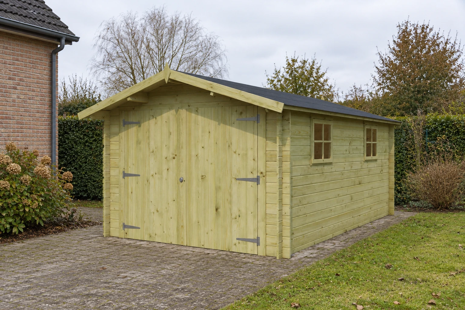 Woodlands garage Classic 3001 – 320x505 – Opgebouwd in de tuin