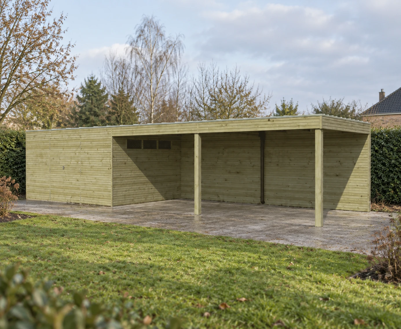 Woodlands Tuinhuis QB III DEXT 7203EXT600 blokhut – 1013 × 300 cm – Buitenaanzicht