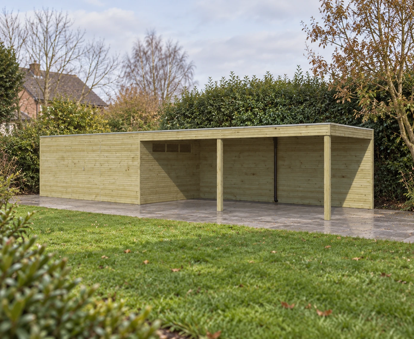 Woodlands Tuinhuis QB IV 7204EXT600 – 1103 × 300 cm – Buitenaanzicht