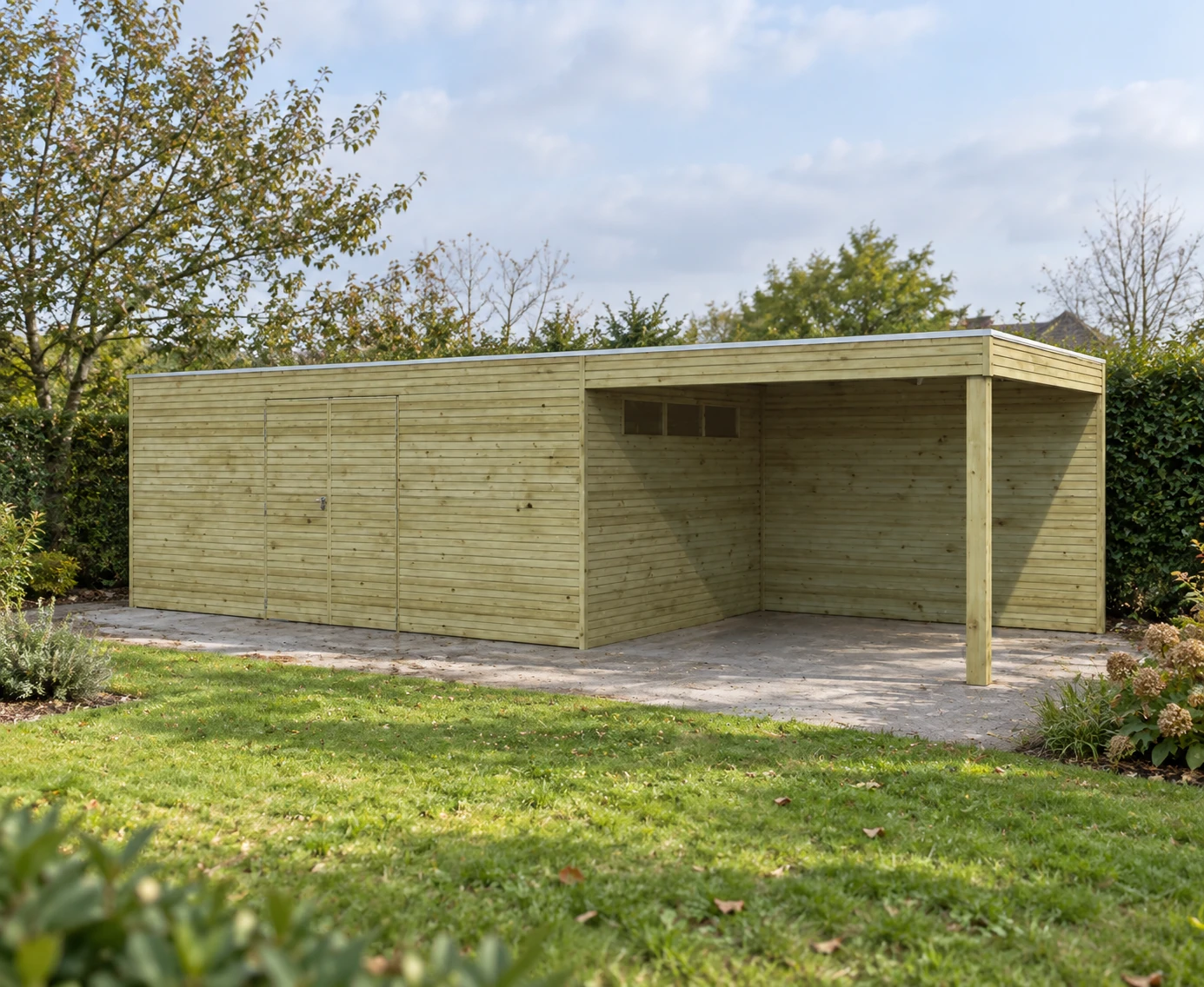 Woodlands Tuinhuis QB IV EXT 7204EXT300 blokhut – 804 × 300 cm – Buitenaanzicht