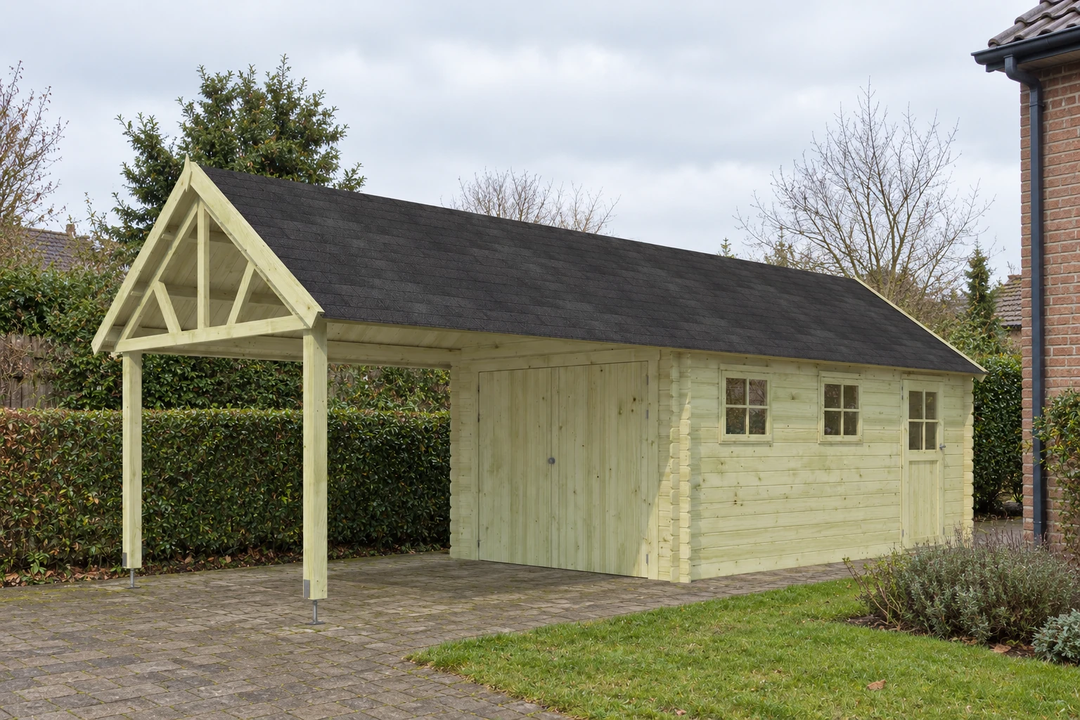 Woodlands garage Gloucester 3611EXT – 320 × 902 cm – Opgebouwd in de tuin