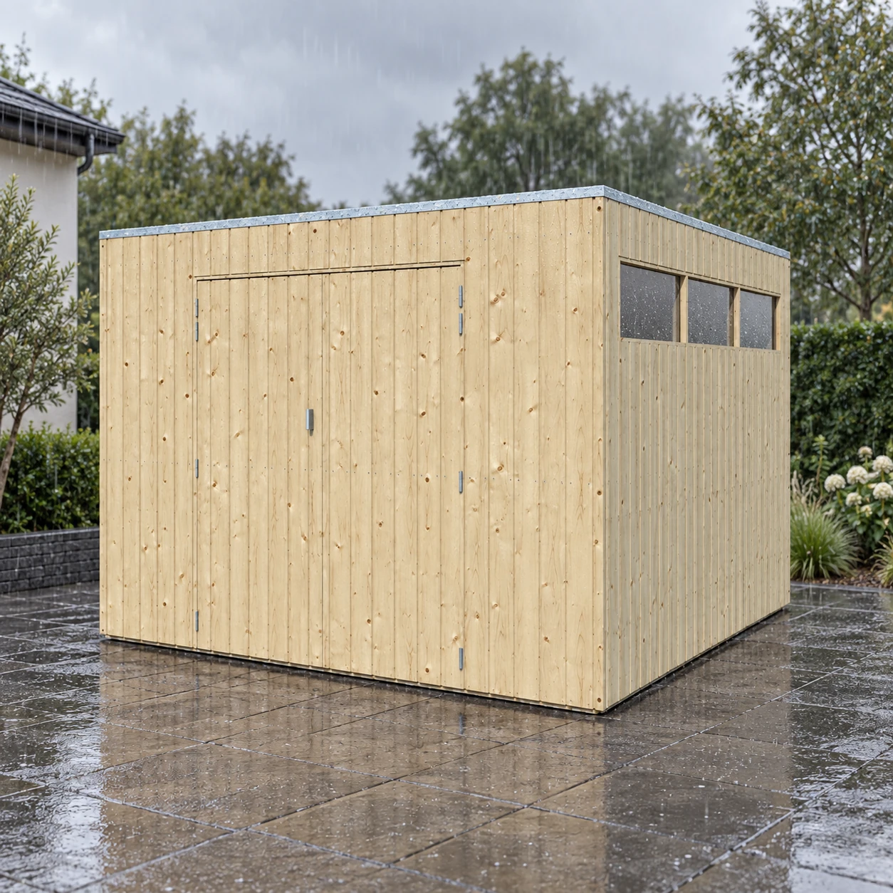 Woodlands Tuinhuis QBV 8112 blokhut | brede latjes – 298 x 298 – Buitenaanzicht (3)