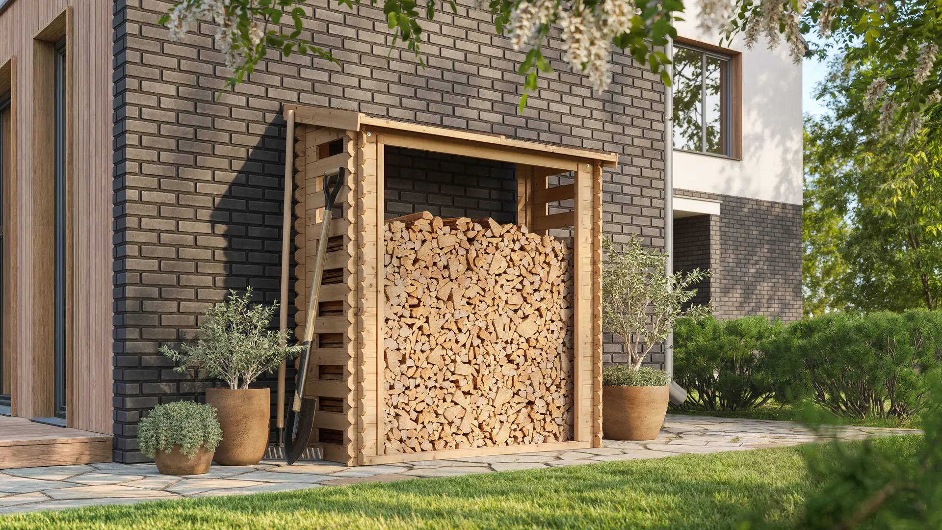 Houtopslag M201 voor brandhout - 168 x 70cm - 1,75m3 - Afbeelding 2
