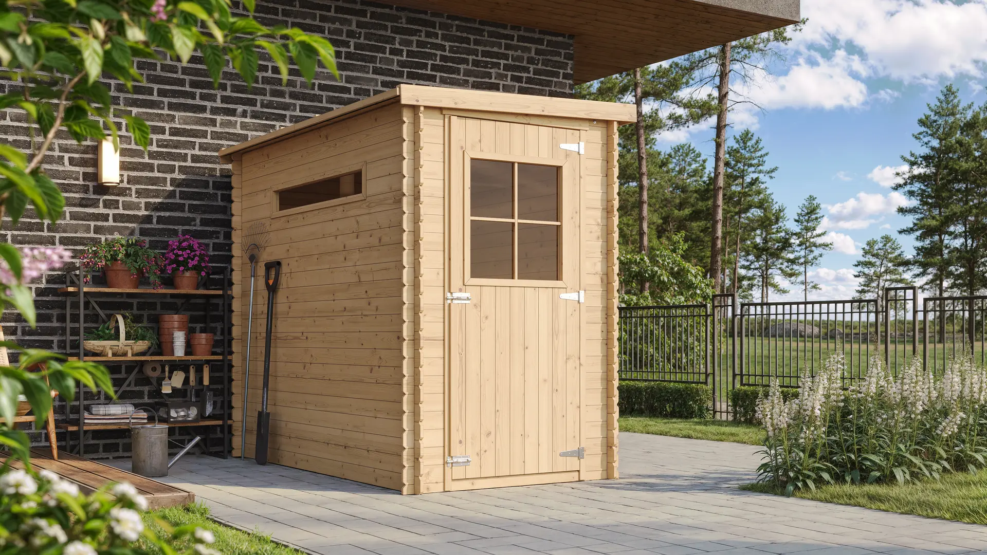 Houten tuinhuis M306 blokhut – 130 x 235 cm – 3 m2 - Afbeelding 2