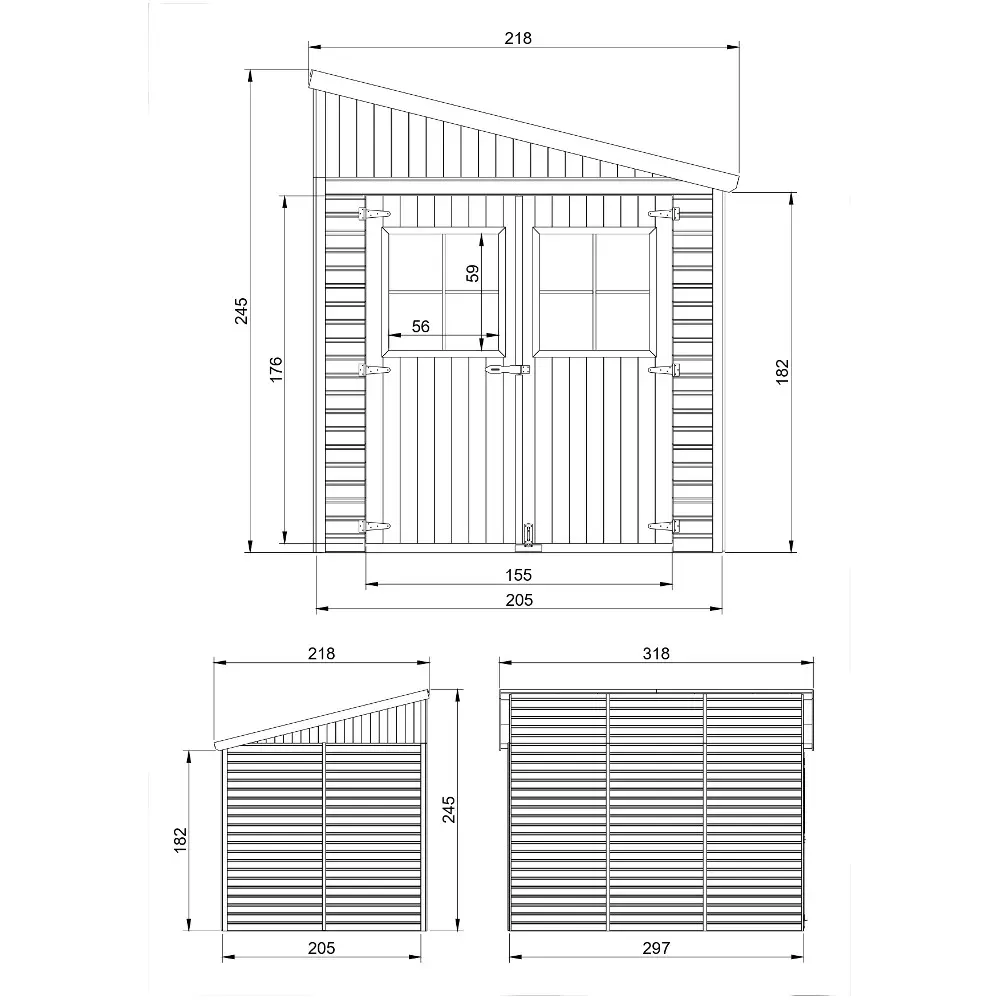 Houten tuinhuis M339A blokhut – 201 x 297 cm – 6 m2 - Afbeelding 7
