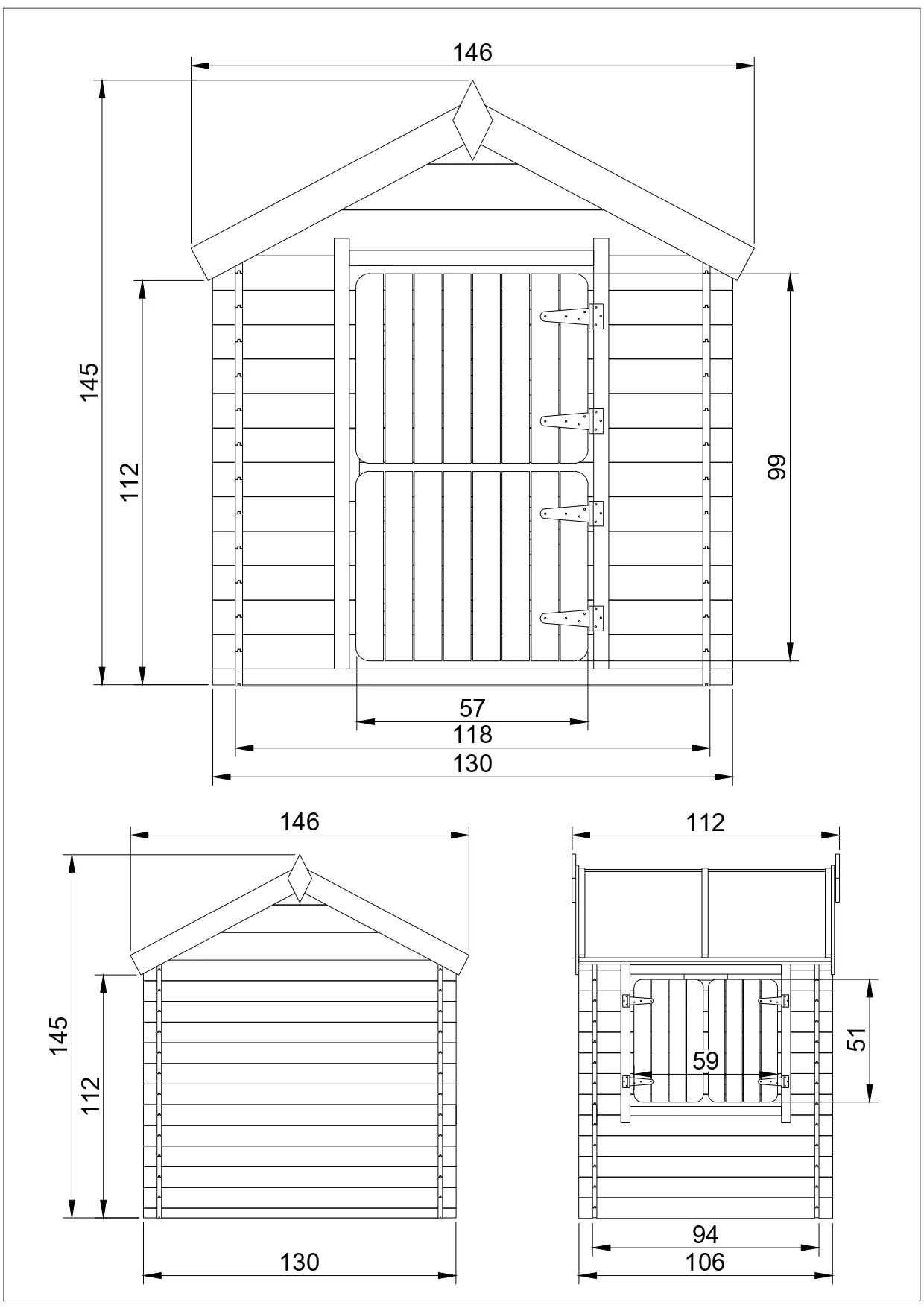 Houten Speelhuis M516 – 130 x 106 cm - Afbeelding 5