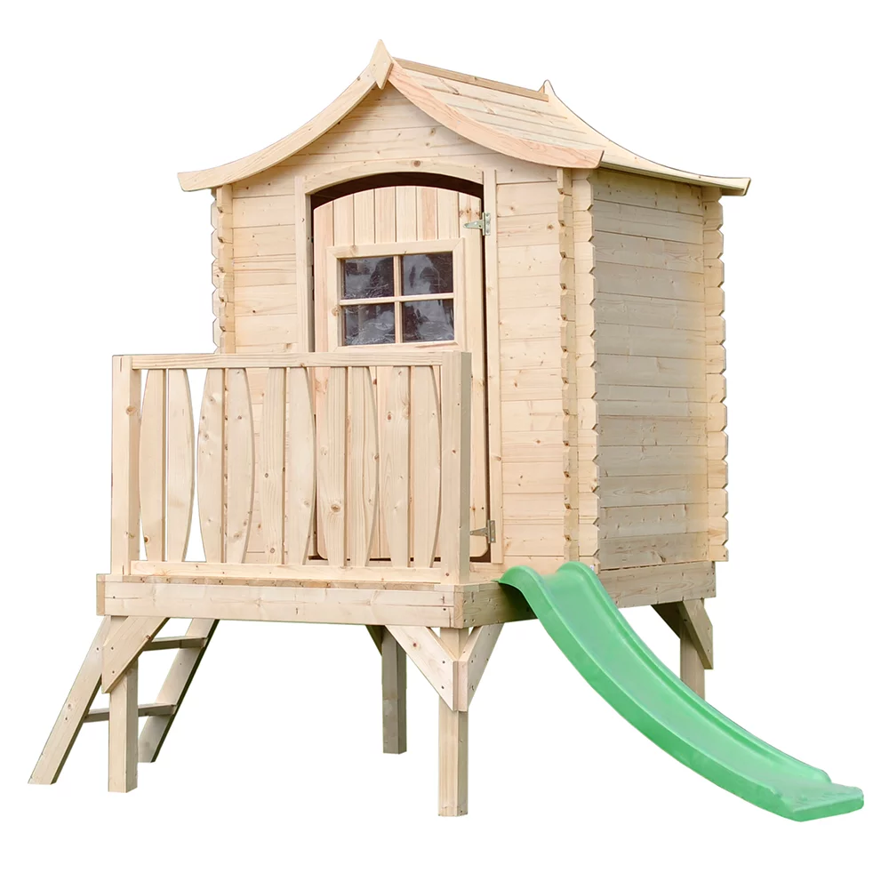 Houten Speelhuis met Glijbaan M550A – 130 x 106 cm - Afbeelding 4