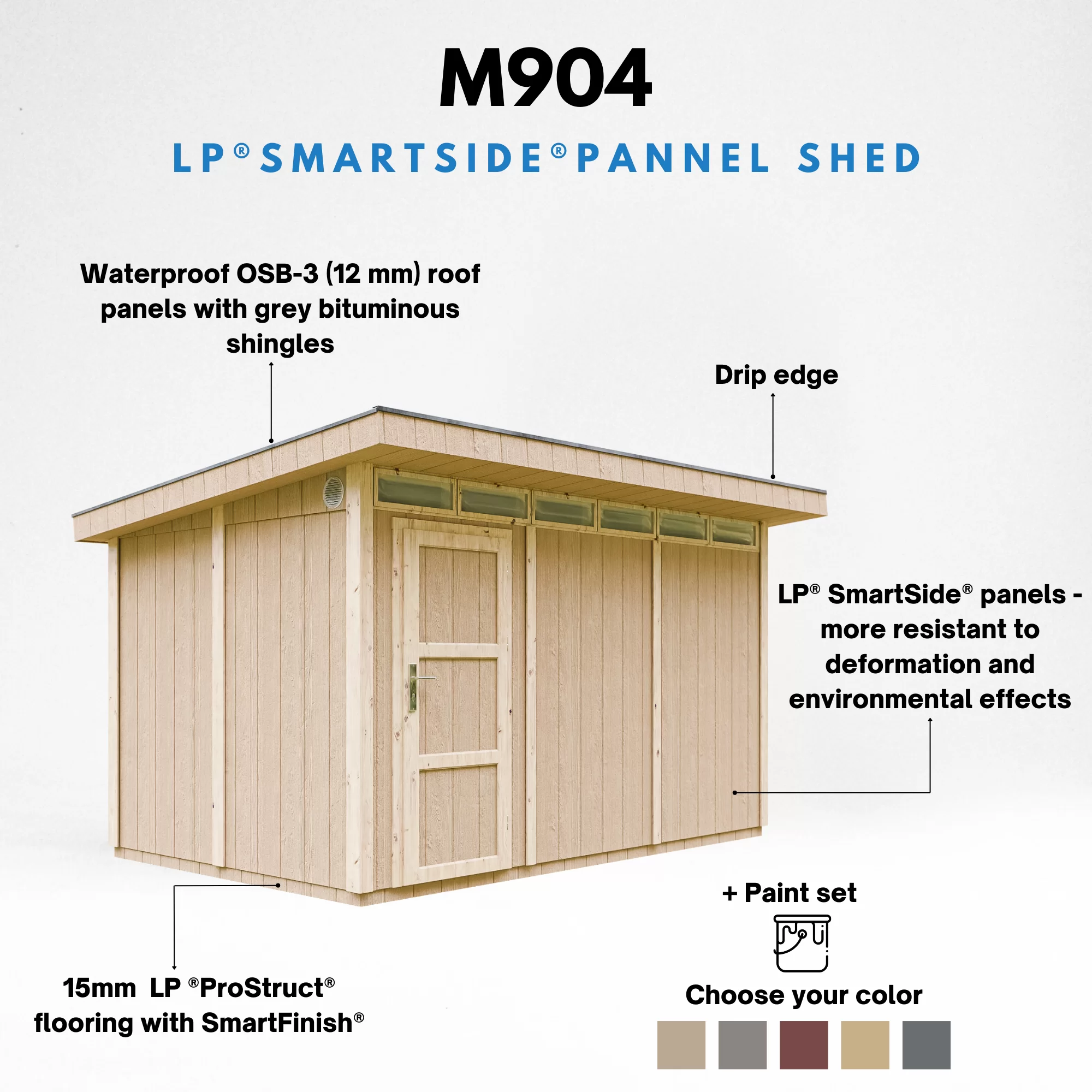 LP® SmartSide® panelen tuinhuis M904 blokhut – 236 x 368 cm – 9 m2 - Afbeelding 11