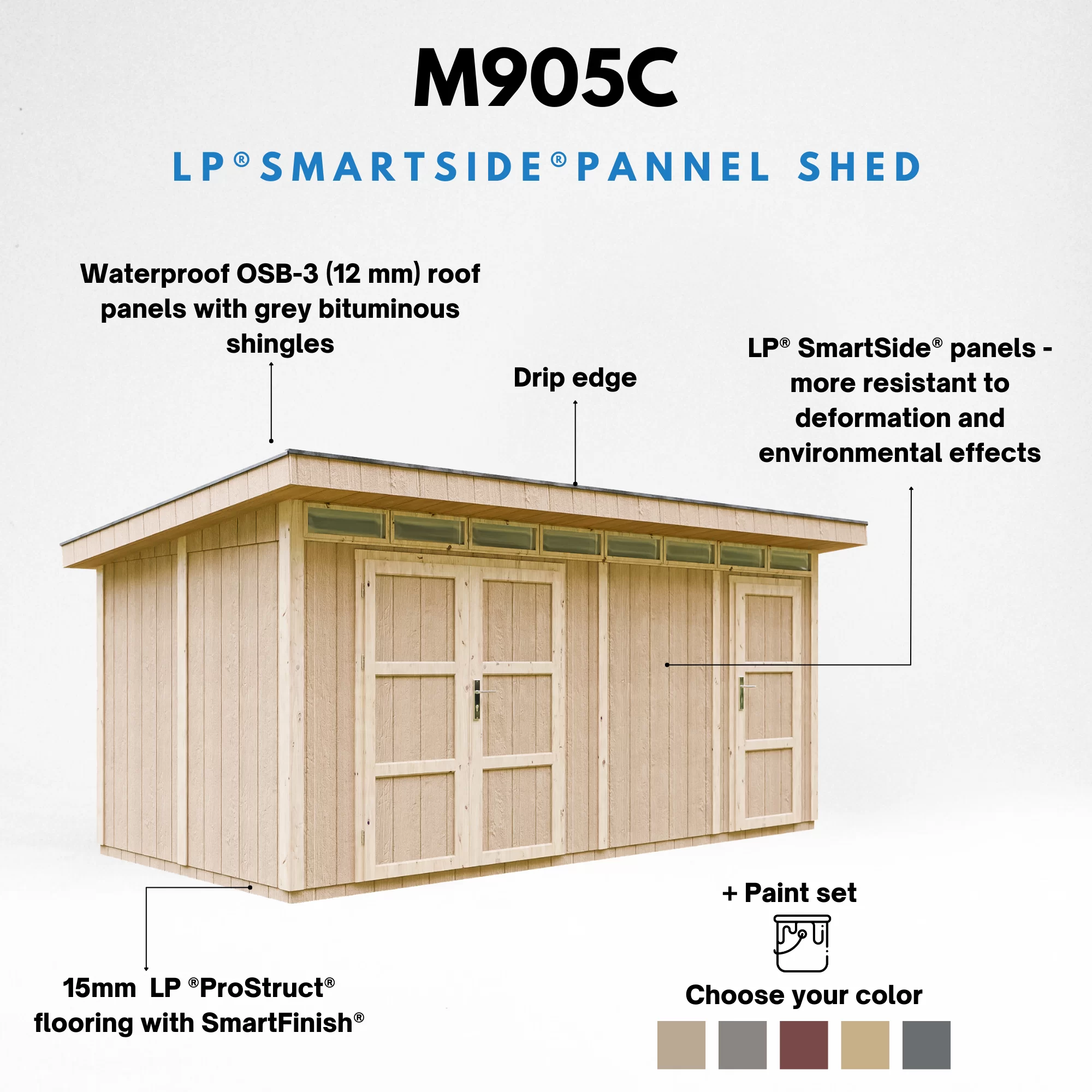 LP® SmartSide® panelen tuinhuis M905C blokhut – 236 x 486 cm – 12 m2 - Afbeelding 16