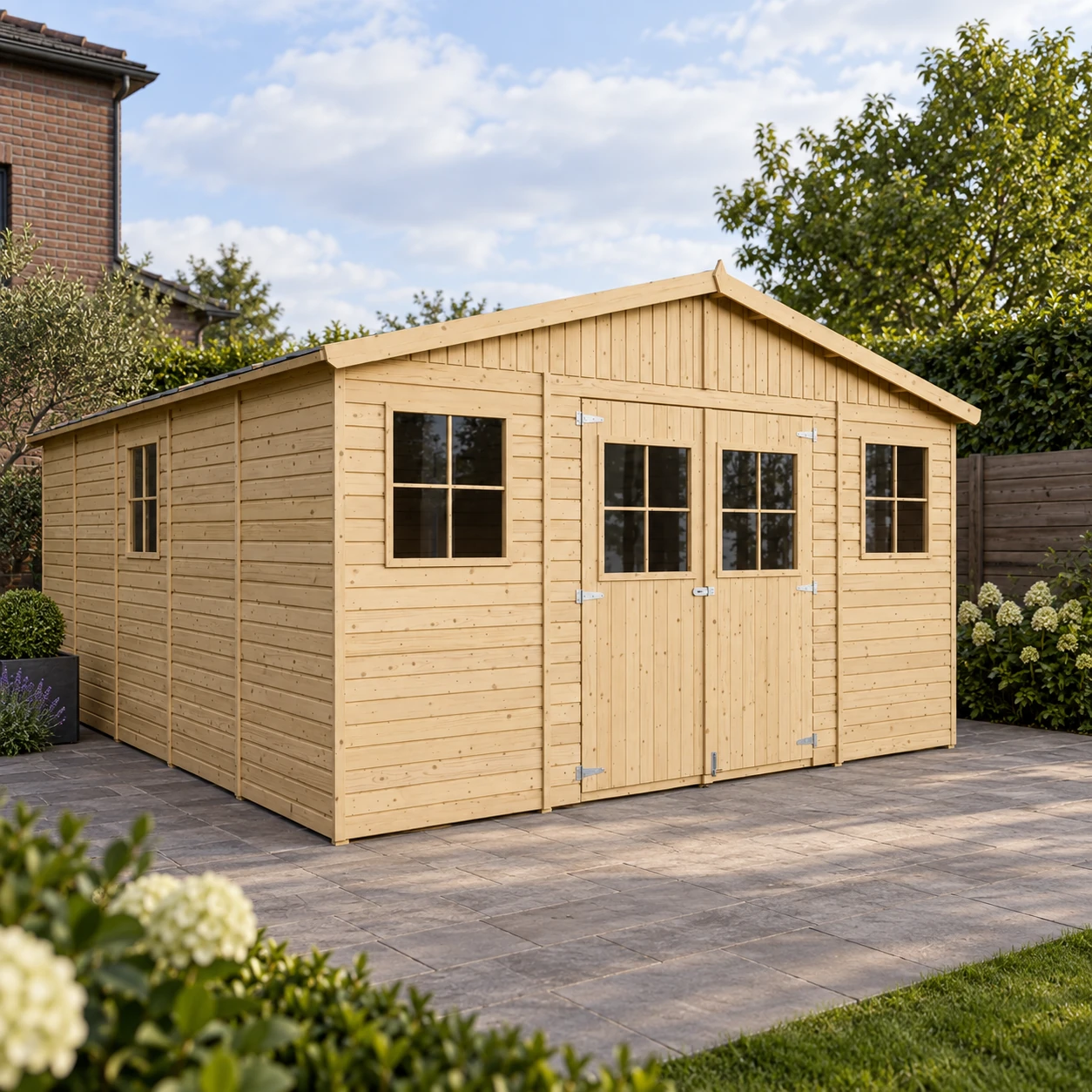 Gartenhaus M333 – 401 x 493 cm – 20 m2 – Buitenaanzicht (4)