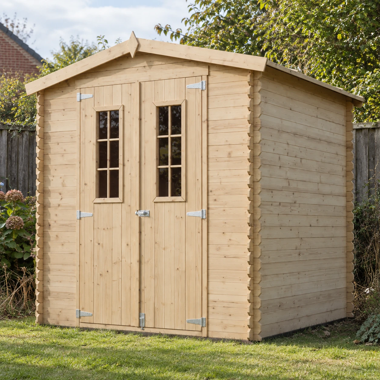 Houten tuinhuis M343C blokhut – 200 x 200 cm – 4 m2 – Buitenaanzicht (5)