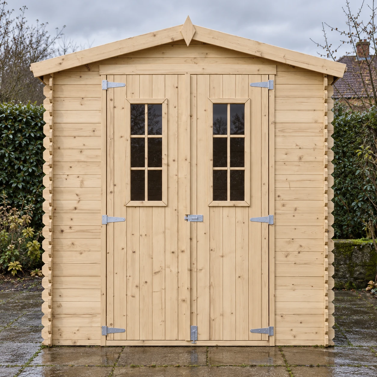 Houten tuinhuis M343C blokhut – 200 x 200 cm – 4 m2 – Buitenaanzicht (6)