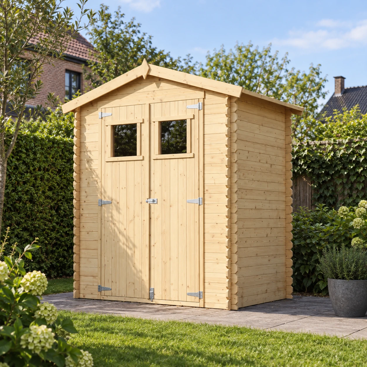 Houten tuinhuis M367 blokhut – 180 x 130 cm – 2 m2 – Buitenaanzicht (2)