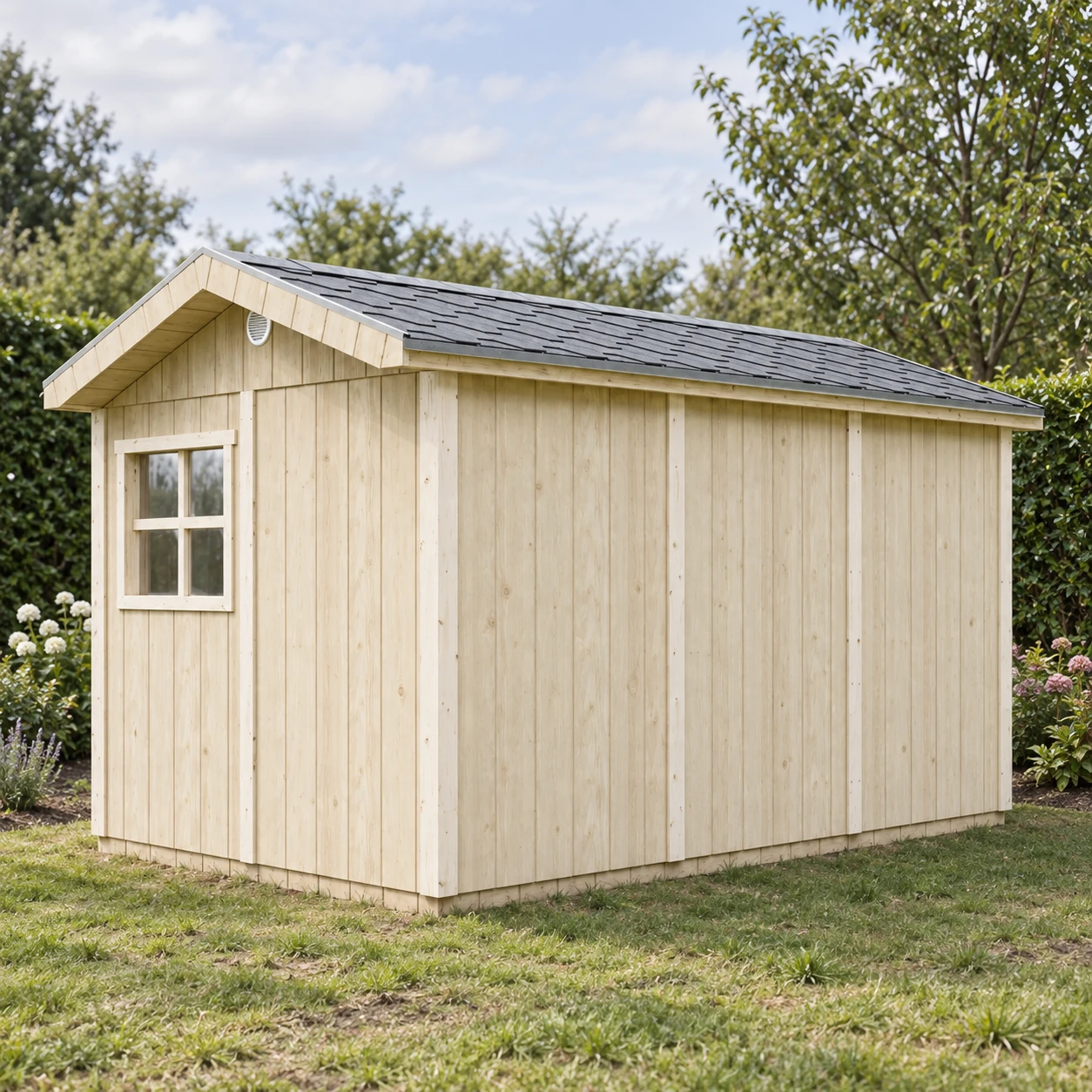 LP® SmartSide® Blockbohlenhaus M914A – 236 x 368 cm – 9 m2 – Buitenaanzicht (4)