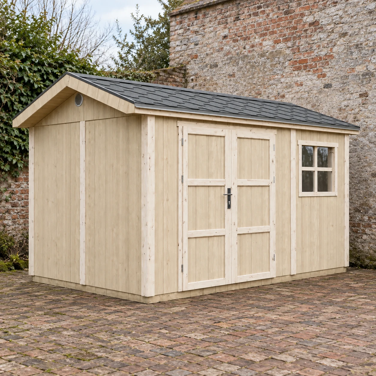LP® SmartSide® Blockbohlenhaus M914A – 236 x 368 cm – 9 m2 – Buitenaanzicht (5)