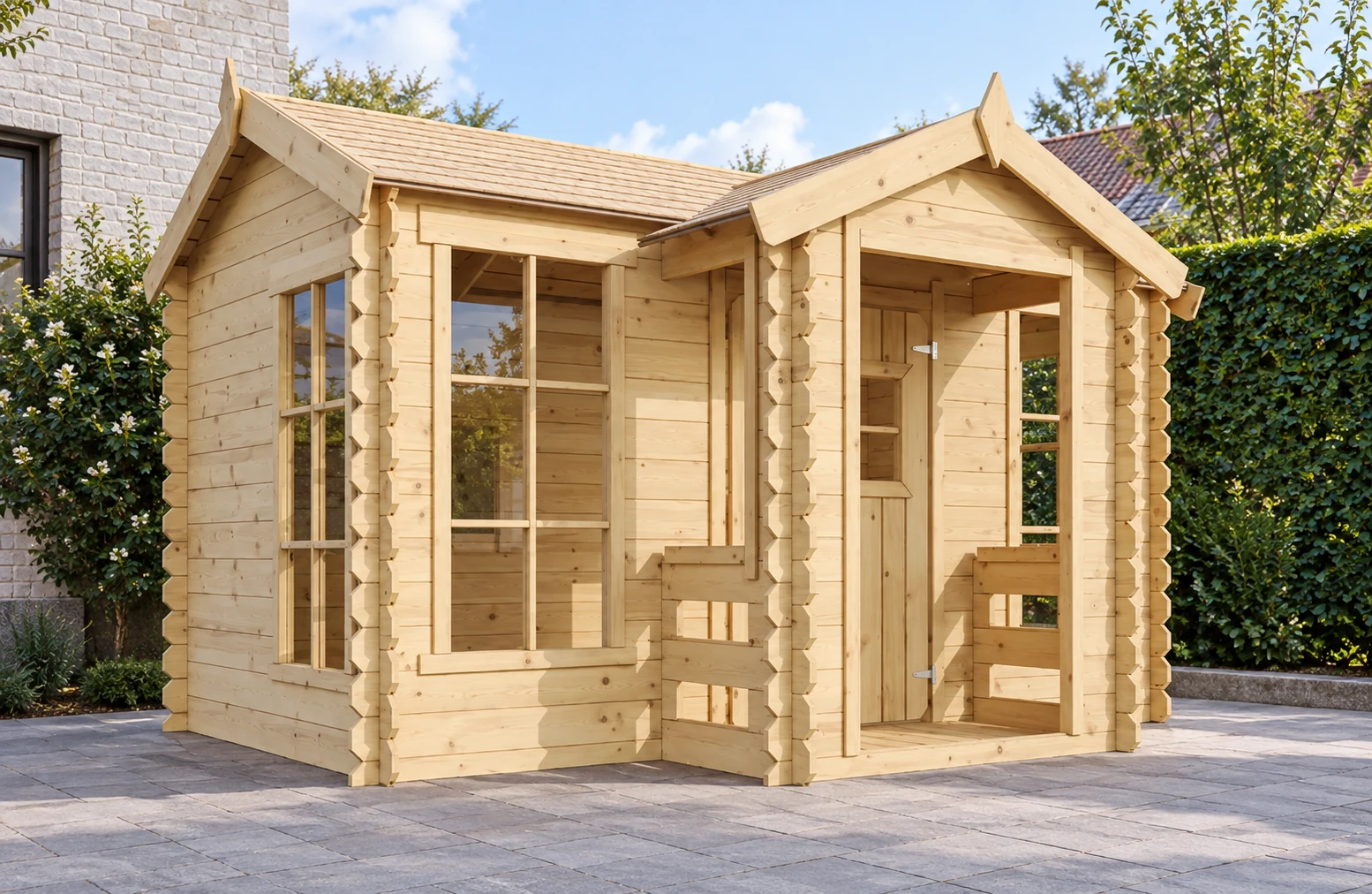 Wooden playhouse M520 – 176 x 235 cm – Buitenaanzicht (8)