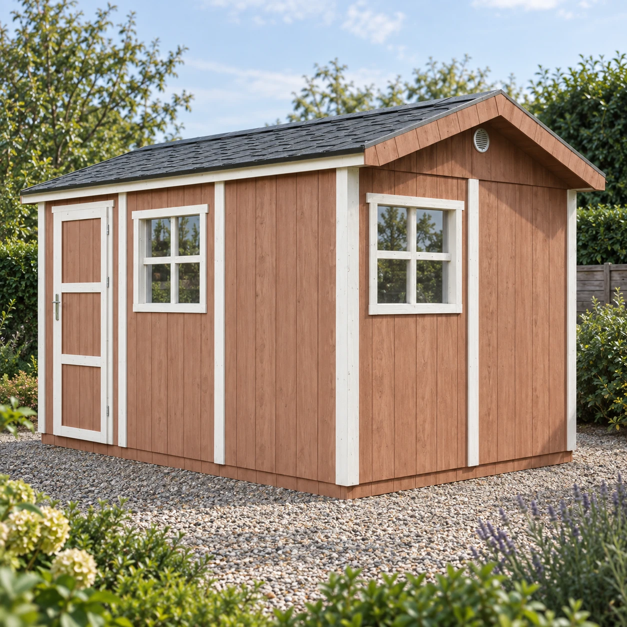 LP® SmartSide® Blockbohlenhaus M914A – 236 x 368 cm – 9 m2 – Buitenaanzicht (8)