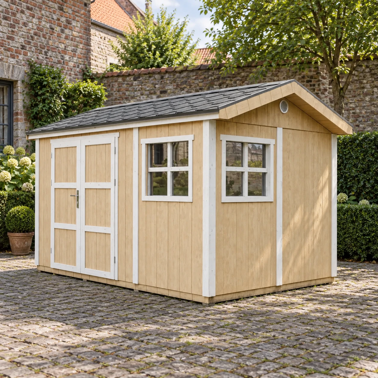 LP® SmartSide® Blockbohlenhaus M914A – 236 x 368 cm – 9 m2 – Buitenaanzicht (11)