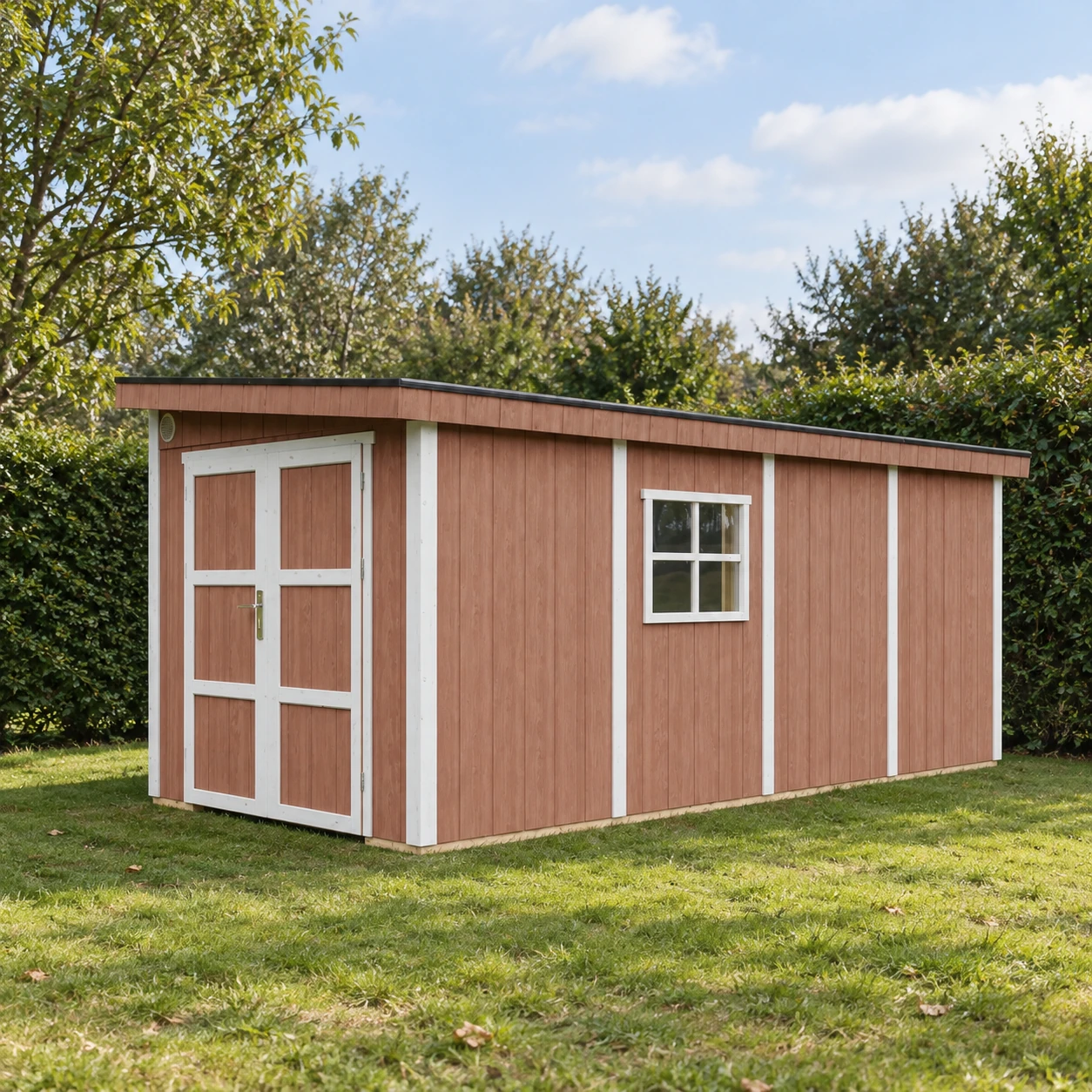 LP® SmartSide® panel garden shed M940B log cabin – 236 x 486 cm – 12 m2 – Buitenaanzicht (7)