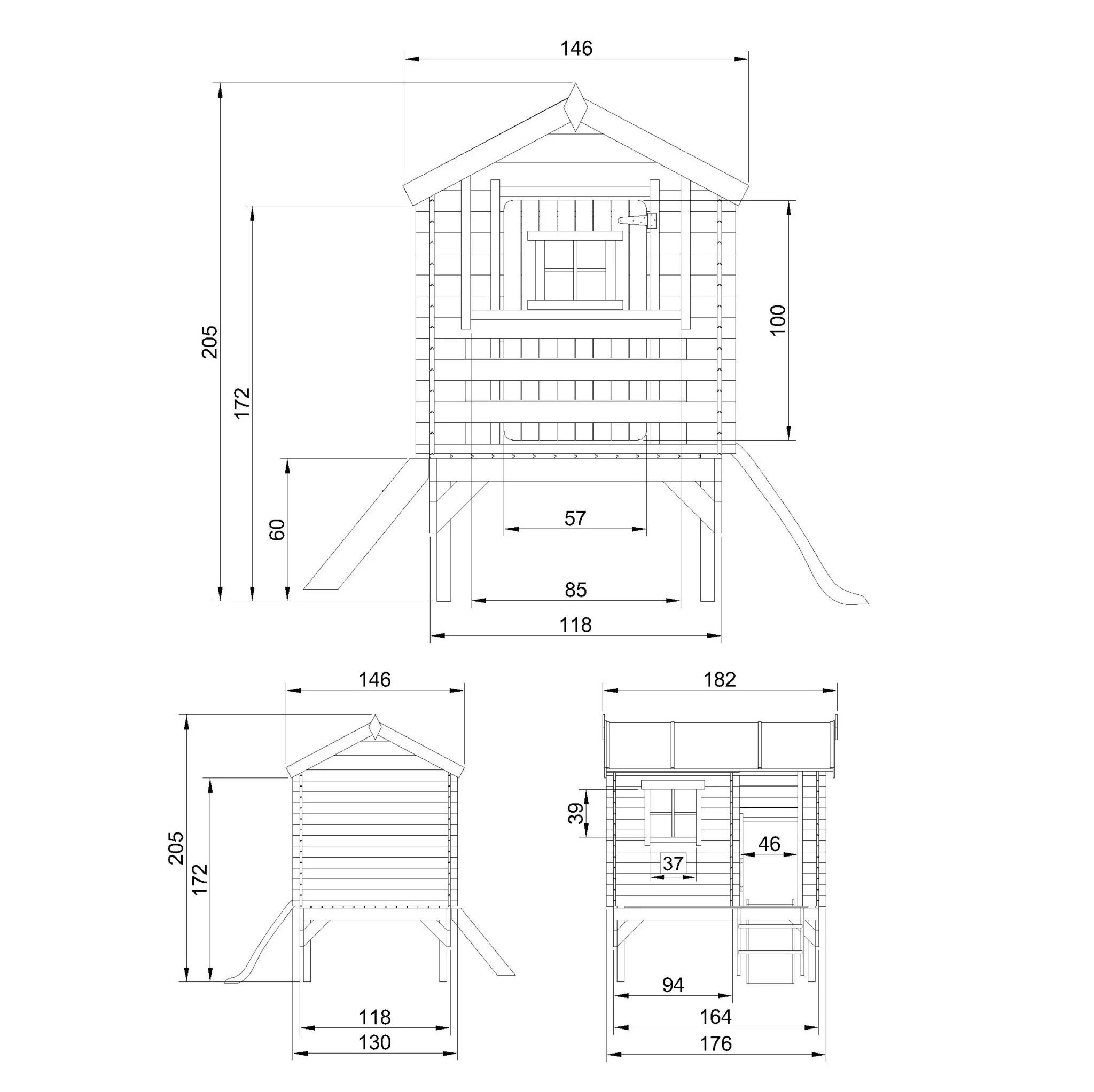 Houten Speelhuis met glijbaan M501C – 130 x 164 cm - Afbeelding 4