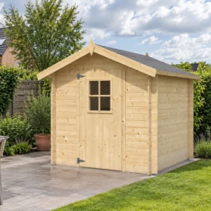 Woodlands tuinhuis Luzern 9001 blokhut – 205 × 205 cm – Opgebouwd in de tuin
