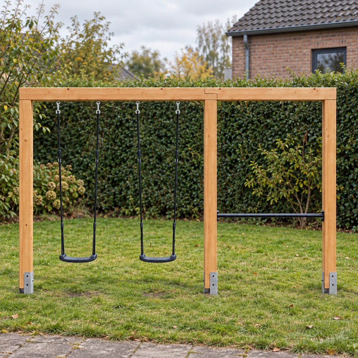 EXIT Linea Massiv 140 Doppelschaukel aus Holz mit Reck