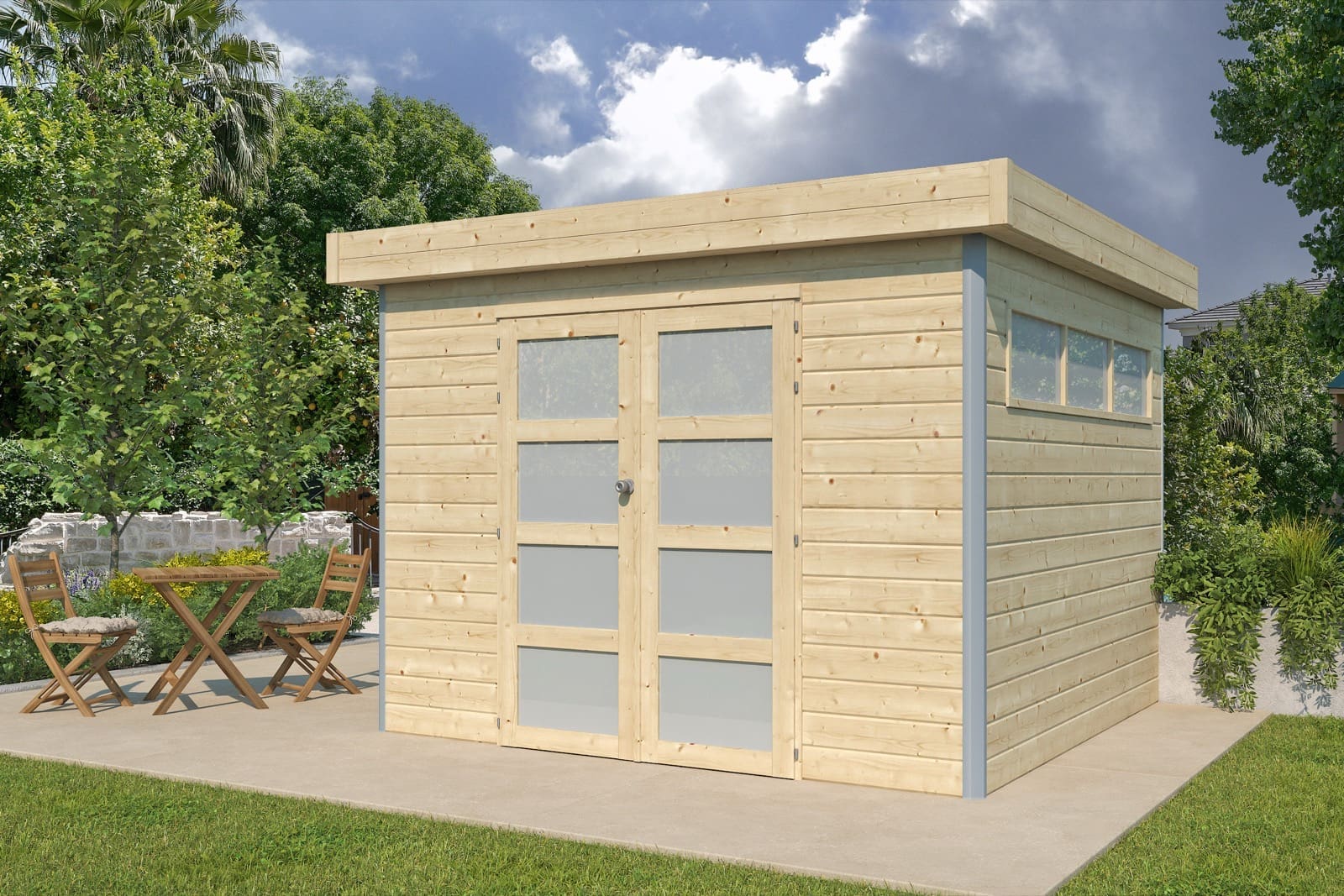 Woodlands tuinhuis KASUKO S 5101AC blokhut – 295×295 cm