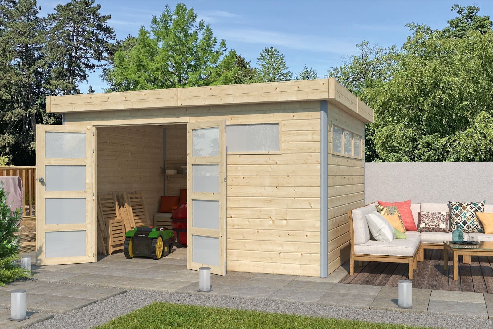 Woodlands tuinhuis KASUKO M 5102AC blokhut – 385×295 cm - Afbeelding 2