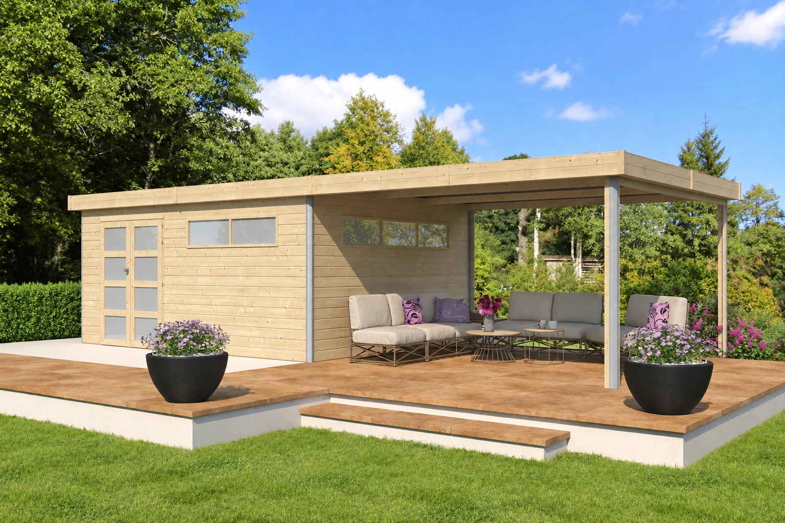 Woodlands tuinhuis KASUKO XXL 5105EXT400ISO blokhut – 885×385 cm