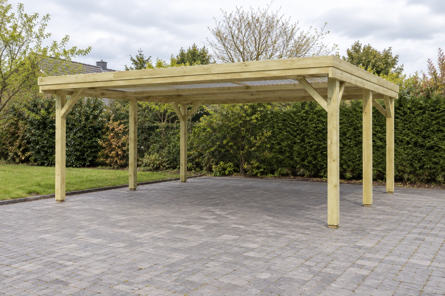 Gardenas carport DUBBEL CPTFLA – 594×552 cm – Buitenaanzicht
