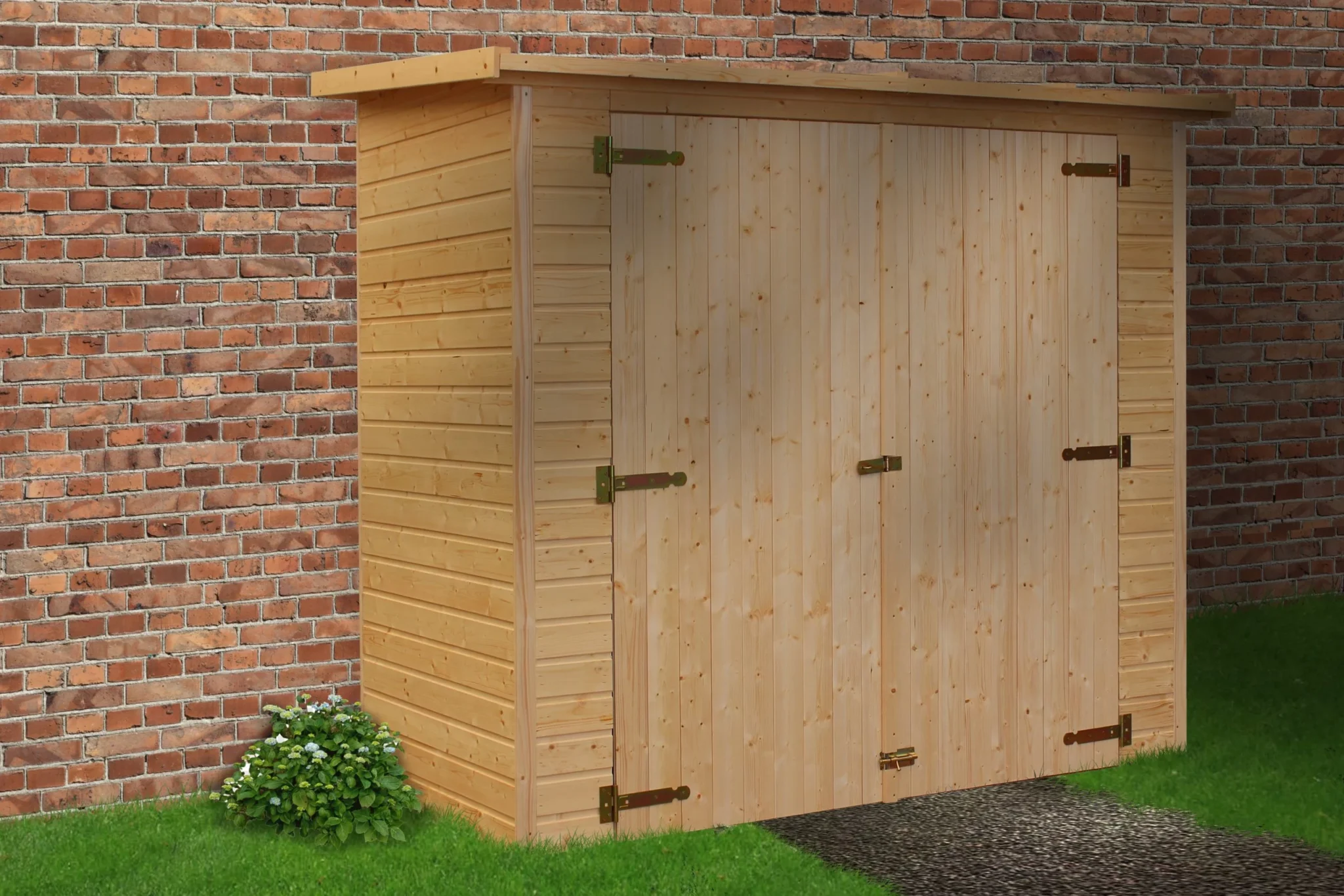 Houten tuinhuis M348 blokhut – 205 x 101 cm – 2 m2 – Buitenaanzicht (4)